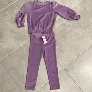 Kids Gap sweatsuit velour purple 4T new w/tags